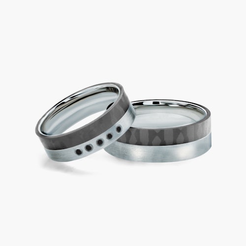 Obrączki ślubne: carbon, tytan, płaskie, 6 mm i 7 mm